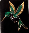 Gold Tone Green Enamel Hummingbird Brooch Vintage Jewelry Lot B