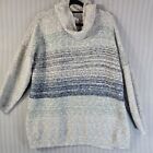 j jill womens sweater size 3X wool blend long sleeve cowl neck striped chunky