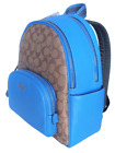COACH Women's Court Backpack (Khaki/Racer Blue) Coach Gift Bag Included.