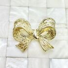 Gold Tone Textured Bow Brooch Pin The Vintage Strand Lot #6285