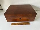 Antique Burled Walnut Wooden Jewelry Box 4 Felt Lined Compartments & Mirror