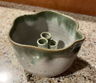 Unique Handmade Pottery Vase Signed Green Clay for 3 Stems ~  3