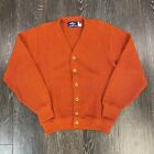🔥VTG 80s Traverse Bay Woolen Co Mohair Cardigan Sweater Orange Mens S UNWORN!🔥