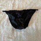 Joe Boxer Vintage Satin String Bikini Panties 100% Polyester Size 5 Black