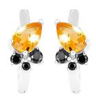 UNHEATED NATURAL 7X5MM CITRINE BLACK SPINEL MINIMAL IN SILVER 925 EARRING
