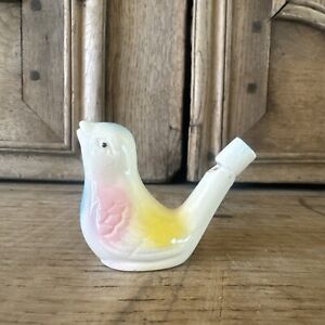 Vintage Water Bird Whistle Figurine Ceramic Porcelain Mini Song Bird Pastel