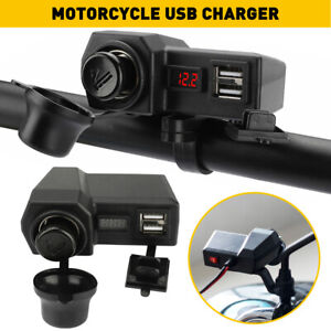 Waterproof Motorcycle 12V Dual USB Charger Adapter Power Voltmeter Accessories
