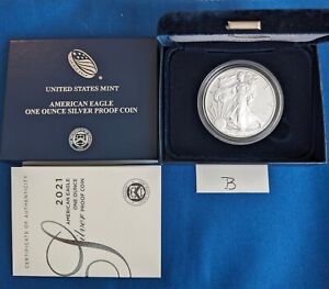 American Eagle 2021 W -One Ounce Silver Proof Coin - W/Box and Cert-Type 1- (B)