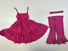 Naartjie Girls Cotton Blend Pink Floral Dress, Legging, & Headband 3Pc Set 4