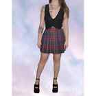 The Limited Red Blue Gray Plaid Wool Short Pleated Wrap Skirt Sz 2