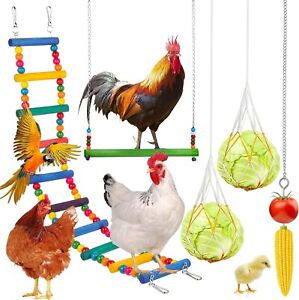 5 Pcs Chicken Toys for Coop Accessories Chicken Bird Hanging Swing Ladder Toys f