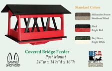 COVERED BRIDGE BIRD FEEDER Deluxe Country Backyard Post Mount Recycled Poly USA