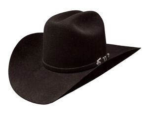 Stetson 4X Apache Black Buffalo Fur Felt Cowboy Western Hat - Size 7 3/4