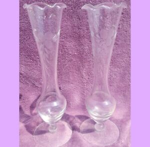 New ListingVintage Etched Floral Wheat Glass 8.5