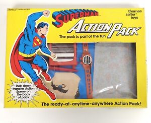 Vintage thomas salter toys SUPERMAN ACTION PACK - 1982 boxed Complete Rare Set