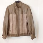 Etienne Aigner size 10 taupe leather bomber jacket.