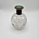 Vintage Bohemian Cut Glass Perfume Bottle with Guilloche Enamel top (A2)