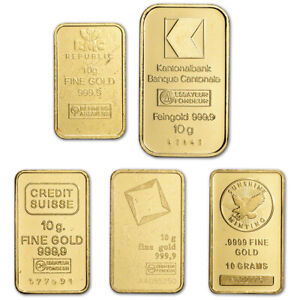 10 gram Gold Bar - Random Brand - Secondary Market - 999.9 Fine