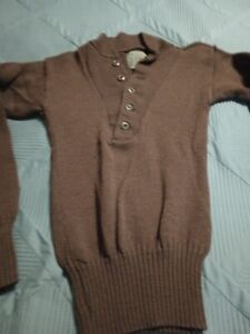 Vintage Military Brown Wool Knit Brown Pullover Military USA Daun Ray