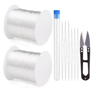 10PCS Beading Needles Kit White Clear Elastic Thread White Crystal String Craft