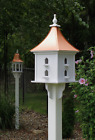 Copper Roof Resin Bird House Condo Square Shape Extra Large Post Mounted