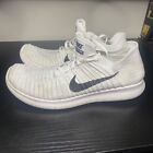Nike Free RN Flyknit Pure Platinum Men Size 10.5 Running Shoes 831069-101 Used
