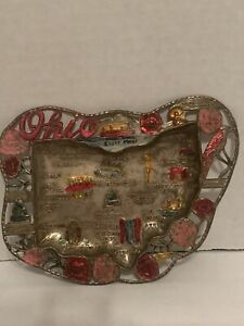 Vintage 1950's Tin Ashtray Souvenir From Ohio 4
