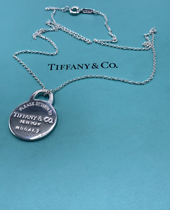 Tiffany & Co. Please Return To Round Dog Tag Pendant Necklace 18