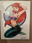 Garrett Blair Signed Ariel Little Mermaid Original Print Approx 8.5 X 11 Inch
