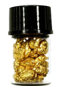 1.000+ GRAMS ALASKAN YUKON BC NATURAL PURE GOLD NUGGETS #6 MESH W BOTTLE (#B600)