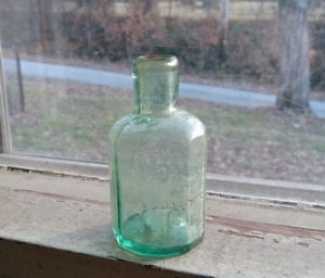 OPEN PONTIL 12 SIDED INK BOTTLE 1850s STRAIGHT PANELS SMOOTH SHEARED LIP
