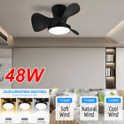 Modern Ceiling Fan with Light and Remote Control, Flush Mount Chandelier 36-48W