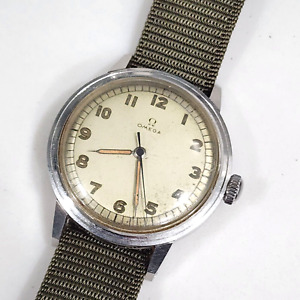 Rare Omega WWII Ref 2327 Caliber R17.8 SC Military Stainless Steel Men's Watch