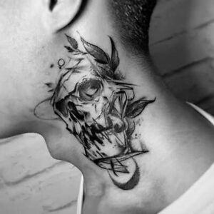 Terror Skull Fake Tattoos Men Women Neck Body Art Temporary Waterproof Sticker