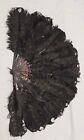 Antique Ostrich Feather Hand Fan - Victorian Mourning ~ 