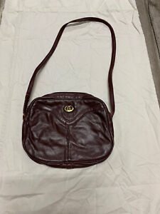 Vintage Etienne Aigner Handbag Purse Oxblood Burgundy Leather Zip Top W/ Strap