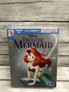 The Little Mermaid (Blu-ray/DVD, 2023) Disney 100 Collector's Edition w/Pin-NEW!