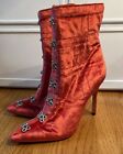 Katy Perry The Penzie velvet red plain pin heeled ankle booties size 7