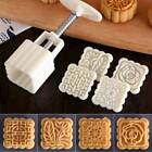 4Pcs Stamps Square Flowers Moon Cake Mold Pastry Mooncake Baking Decorative Tool