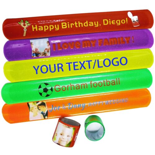 50Pcs Custom Slap Bracelets Personalized Bands Bulk for Party Favors, Birthday