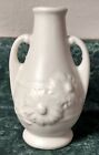 Small Vintage Shawnee Pottery Floral Vase With Handles Satin White USA