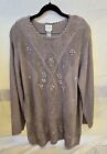 Vintage Koret Soft Purple Embroidered/beads Sweater, Size XL