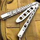 Butterfly Balisong Trainer Knife Training Dull Tool SILVER Metal Practice NEW