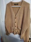 Brooks Brothers Cardigan Sweater Men XL Wool Camel Knit Leather Elbow Vintage 80