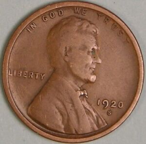 1920 S - Lincoln Wheat Penny - G/VG