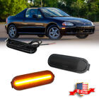 2x Smoke Front Bumper Amber LED Side Marker Light For 93-97 Honda Del Sol DelSol (For: Honda)