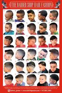NEW 24 X 36 BARBER SHOP POSTER MODERN HAIR STYLES YOUHT AND KIDS HISPANIC