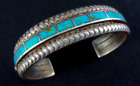 Antique Zuni Bracelet - Coin Silver Ingot and Turquoise