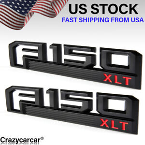 2x Fender Side Emblems For F-150 XLT Letter Badge Nameplate 2015-2020 Black Red (For: 2020 F-150 XLT)