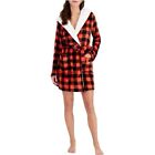 NWT Jenni Intimates Lumberjack Plaid Fleece Hooded Sherpa Short Wrap Robe XS/S